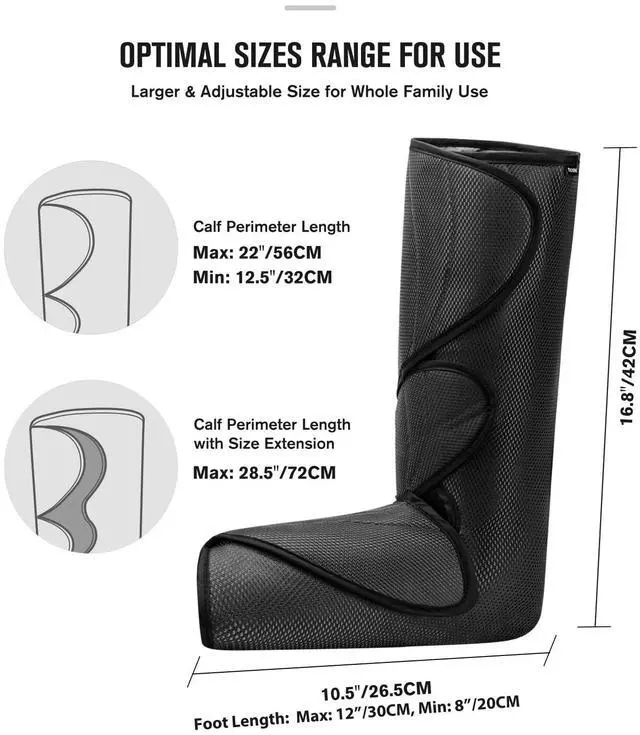Alt view image 6 of 7 - Leg Massager for Circulation Air Compression Leg and Foot Massager to Relieve Pain Swelling Edema with Handheld Controller - 3 Intensities 2 Modes - Great Gift for Wife Mom and Friend