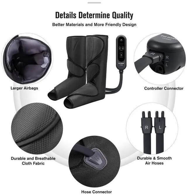 Alt view image 7 of 7 - Leg Massager for Circulation Air Compression Leg and Foot Massager to Relieve Pain Swelling Edema with Handheld Controller - 3 Intensities 2 Modes - Great Gift for Wife Mom and Friend