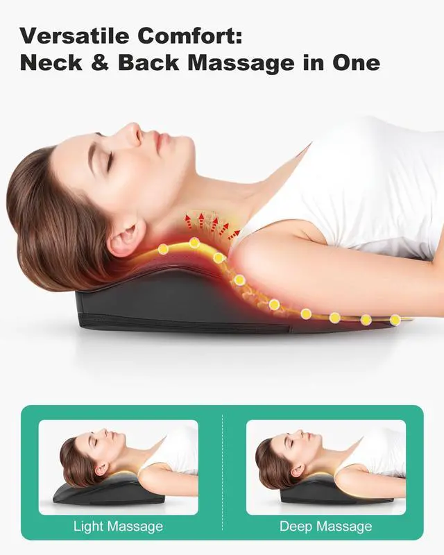 Alt view image 2 of 7 - Cordless Shiatsu Neck Massager with Heat & Vibration, Back Neck Shoulder Massager for Pain Relief Deep Tissue, 4D Kneading Back Massage Pillow, Rechargeable Portable Massage, Gifts for Mom,Dad