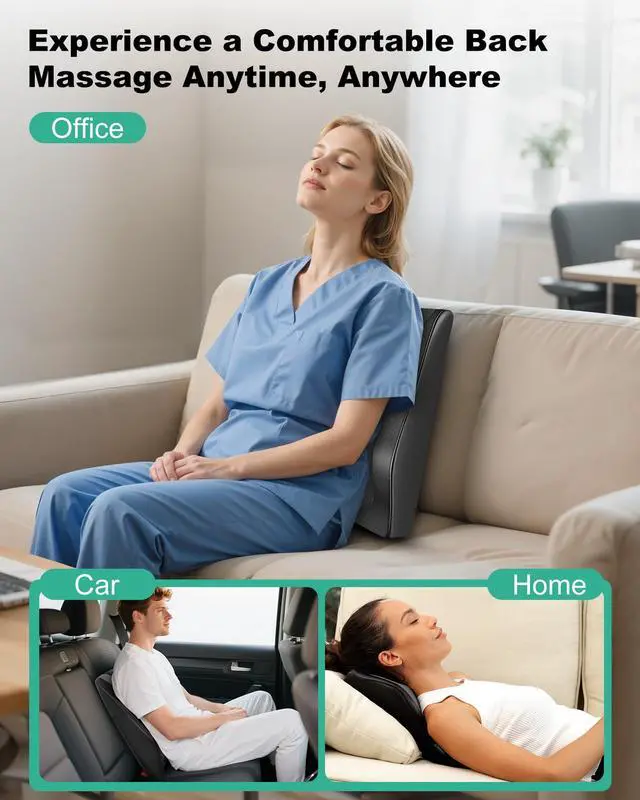 Alt view image 3 of 7 - Cordless Shiatsu Neck Massager with Heat & Vibration, Back Neck Shoulder Massager for Pain Relief Deep Tissue, 4D Kneading Back Massage Pillow, Rechargeable Portable Massage, Gifts for Mom,Dad