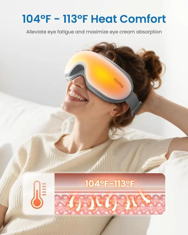 Alt view image 3 of 7 - Eyeris 1 Eye Massager with Heat, Eye Mask for Migraine, Smart Sleep Mask for Dry Eyes Relax, Reduce Strain Massage Equipment for Mom Dad Women Men Her Him