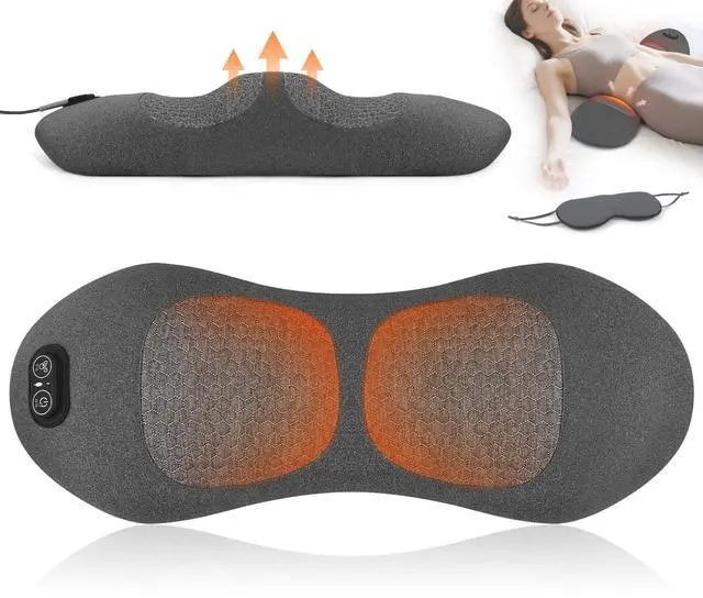 Alt view image 2 of 7 - 3 in 1 Lower Back Massager - Electric Lumbar with Heat, Vibration, Traction,Adjustable Height for Bed and Chair,Smooth Spine Lumbar Support Pillow for Lower Back Pain Relief,Deep Tissue Relaxation