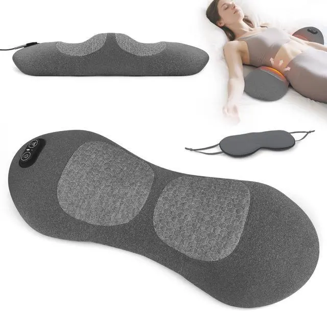 Main image of 3 in 1 Lower Back Massager - Electric Lumbar with Heat, Vibration, Traction,Adjustable Height for Bed and Chair,Smooth Spine Lumbar Support Pillow for Lower Back Pain Relief,Deep Tissue Relaxation