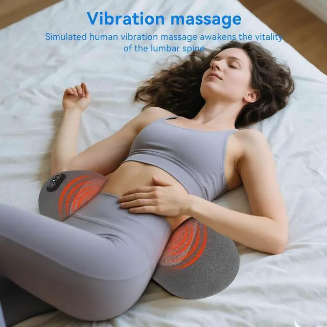 Alt view image 5 of 7 - 3 in 1 Lower Back Massager - Electric Lumbar with Heat, Vibration, Traction,Adjustable Height for Bed and Chair,Smooth Spine Lumbar Support Pillow for Lower Back Pain Relief,Deep Tissue Relaxation