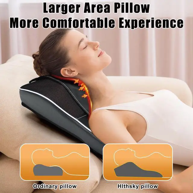 Alt view image 2 of 7 - Shiatsu Neck and Back Massager with Heat,Neck Massager for Pain Relief deep Tissue,3D Kneading Massage Pillow for Back,Shoulder,Leg,Gifts for Mom,Dad,Women (Black)