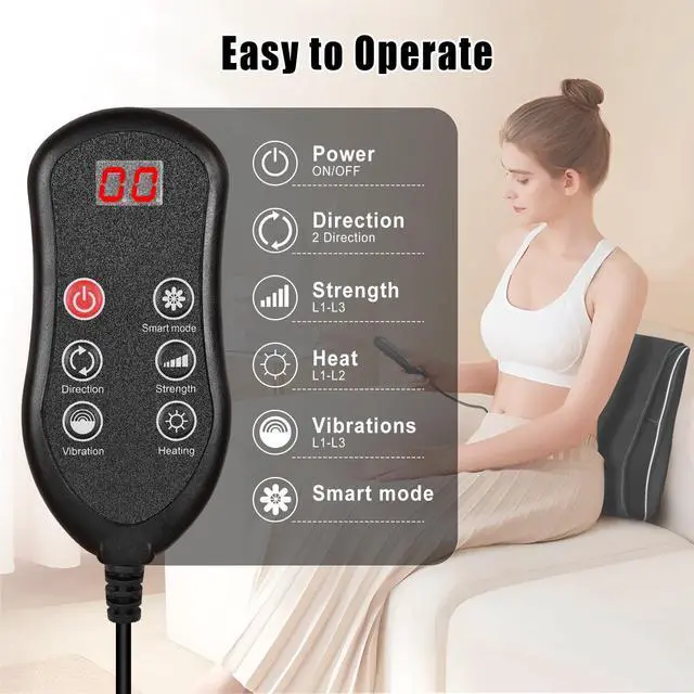 Alt view image 4 of 7 - Shiatsu Neck and Back Massager with Heat,Neck Massager for Pain Relief deep Tissue,3D Kneading Massage Pillow for Back,Shoulder,Leg,Gifts for Mom,Dad,Women (Black)