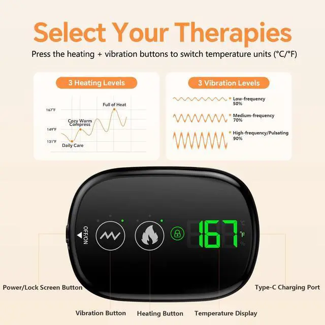Alt view image 4 of 7 - Foot Massager with Heat, Knee Shoulder Elbow 3 in 1 Feet Massager, Heated Knee Massager, Shoulder Massager with Heat Vibration, 210 mins Battery, Cordless Portable, Touchscreen Control (Grey)