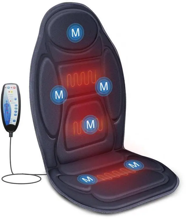 Main image of Vibration Back Massager with Heat, Massage Seat Cushion with 6 Vibrating Motors and 2 Heat Levels, Massage Chair Pad for Home Office use, Gifts for Him Her