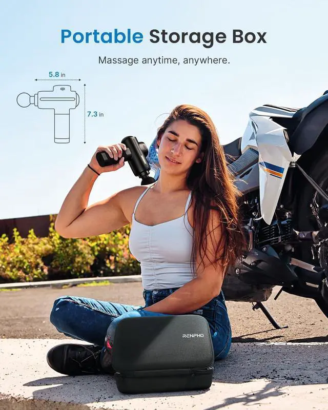 Alt view image 5 of 7 - Active Massage Gun Deep Tissue, Percussion Handheld Muscle Massager for Body Neck Pain Relief, Portable Electric Mini Back Massagers with Carry Case for Athletes Men Women