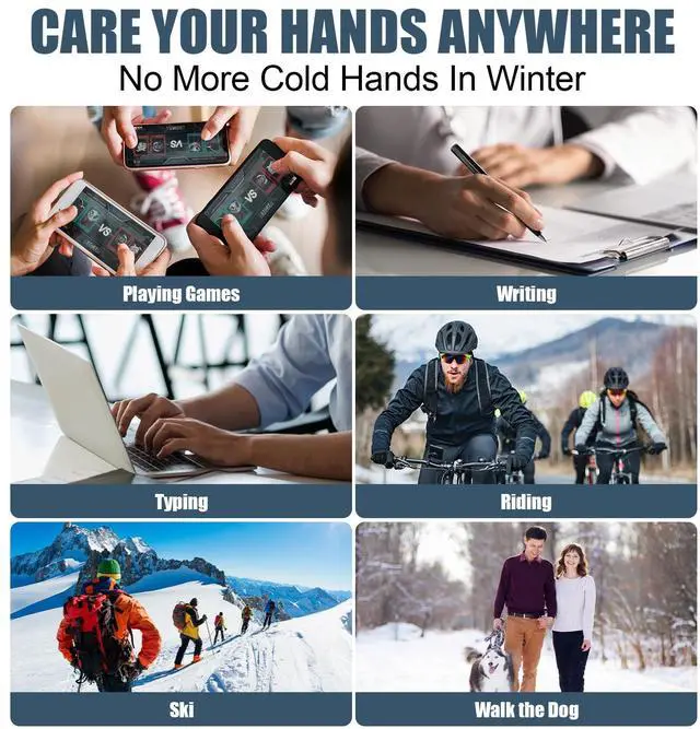 Alt view image 3 of 7 - Heated Gloves for Men Women, Rechargeable Full & Half Hands Electric Gloves Heated Fingerless Touchscreen Gloves Heated Winter Hand Warmer for Work Cycling Skiing Outdoor Snow (Large)