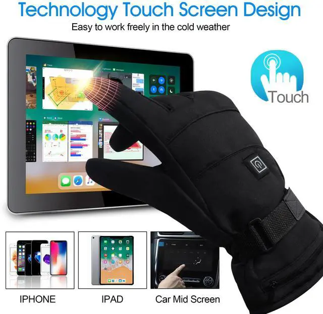 Alt view image 4 of 7 - Spring Rechargeable Electric Heated Gloves,Touchscreen Waterproof Cold Weather Thermal Heated Gloves,Hand Warmer Gloves for Hunting Fishing Skiing Camping Cycling