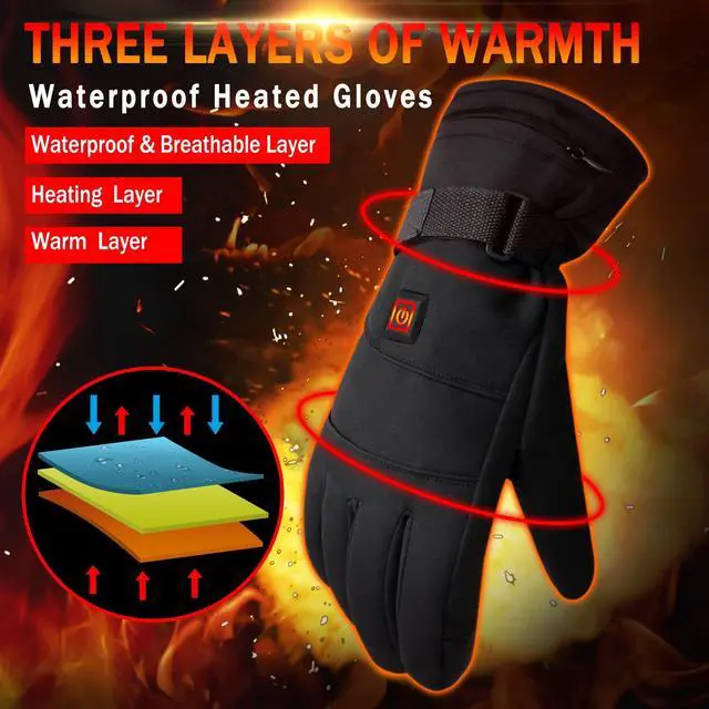 Alt view image 3 of 7 - Spring Rechargeable Electric Heated Gloves,Touchscreen Waterproof Cold Weather Thermal Heated Gloves,Hand Warmer Gloves for Hunting Fishing Skiing Camping Cycling