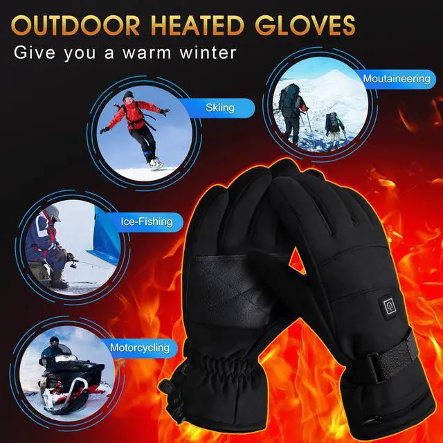 Alt view image 7 of 7 - Spring Rechargeable Electric Heated Gloves,Touchscreen Waterproof Cold Weather Thermal Heated Gloves,Hand Warmer Gloves for Hunting Fishing Skiing Camping Cycling