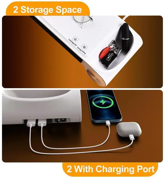 Alt view image 3 of 6 - Desk Heater for Office 330W - 2 in 1 Monitor Stand Desk Heater with Timer 2 Heat Levels USB Ports - Quiet Keyboard Office Hand Warmer - White