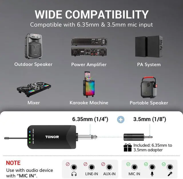 Alt view image 6 of 7 - Rechargeable Wireless Microphones, Metal Bluetooth Handheld Cordless Mic System with Receiver, 2x25 UHF Professional Dynamic Mic for Karaoke, Church, Singing, Wedding, Meeting, DJ, 328ft TW720