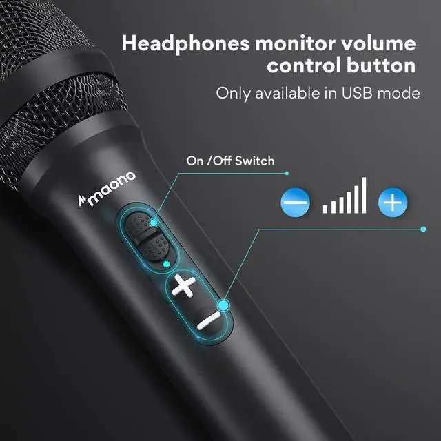 Alt view image 6 of 7 - USB/XLR Podcast Dynamic Microphone, Studio Mic Kit with Volume Control, Shock Mount, Pop Filter, Ideal for Vocal, Instruments Recording, Voice Over, Live Streaming (HD300T)