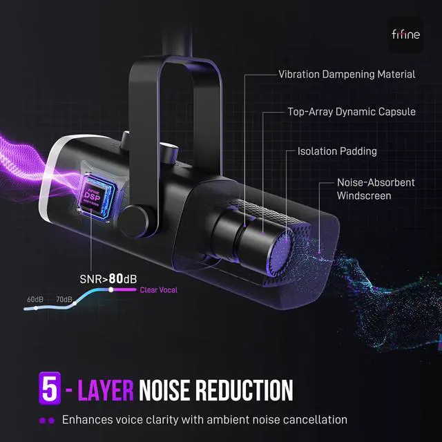 Alt view image 4 of 7 - XLR/USB Gaming Microphone Set, Dynamic PC Mic for Streaming Podcasting, Computer RGB Mic Kit with Boom Arm Stand, Mute Button, Headphones Jack, for Recording Vocal Voice-Over-AmpliGame AM8T