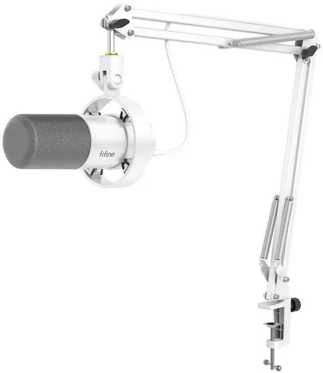 Main image of Dynamic Microphone with Boom Arm, Studio Vocal XLR Microphone, Podcast USB Mic Kit for PC with Mute Button, Volume Knob, Headphone Jack, for Streaming Recording-AmpliTank K688CT White
