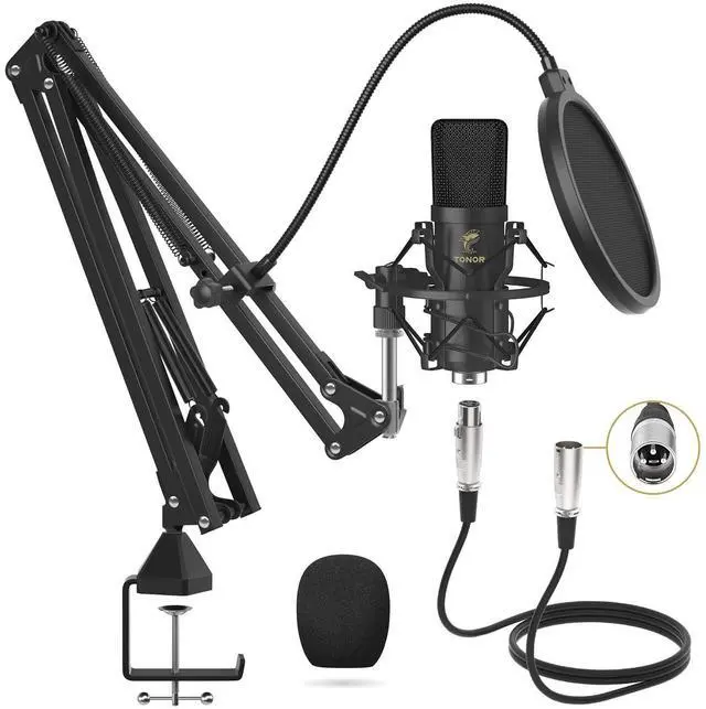 Main image of XLR Condenser Microphone,  Professional Cardioid Studio Mic Kit with T20 Boom Arm, Shock Mount, Pop Filter for Recording, Podcasting, Voice Over, Streaming, Home Studio, YouTube (TC20)
