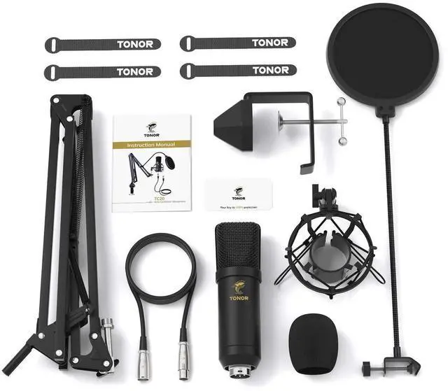 Alt view image 5 of 6 - XLR Condenser Microphone,  Professional Cardioid Studio Mic Kit with T20 Boom Arm, Shock Mount, Pop Filter for Recording, Podcasting, Voice Over, Streaming, Home Studio, YouTube (TC20)