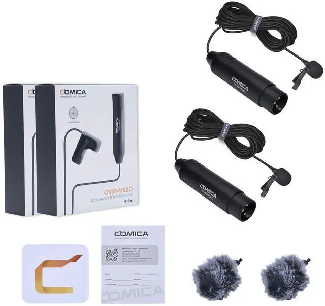 Alt view image 7 of 7 - XLR Microphone CVM-V02O 2 Pack 14.76 fts Phantom Power Omni-Directional Lavalier Lapel Microphone for Canon Sony Panasonic Camcorders Zoom H4n H5 H6 Tascam DR-40 DR-60D DR-70D DR-100 Recorders