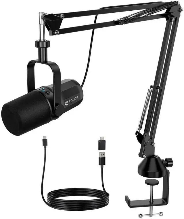 Main image of Dynamic Microphone, XLR/USB Podcast Recording PC Microphone for Vocal Voice-Over Streaming, Studio Metal Mic with Mute, Headphone Jack, Monitoring Volume Control, with Boom Arm (SL40+)