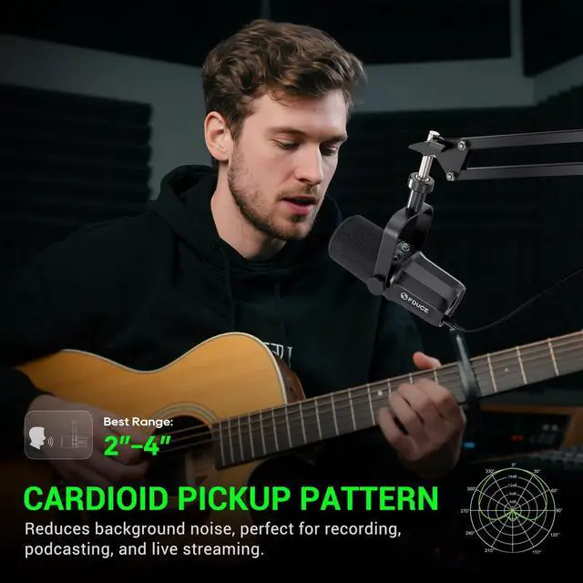 Alt view image 5 of 7 - Dynamic Microphone, XLR/USB Podcast Recording PC Microphone for Vocal Voice-Over Streaming, Studio Metal Mic with Mute, Headphone Jack, Monitoring Volume Control, with Boom Arm (SL40+)