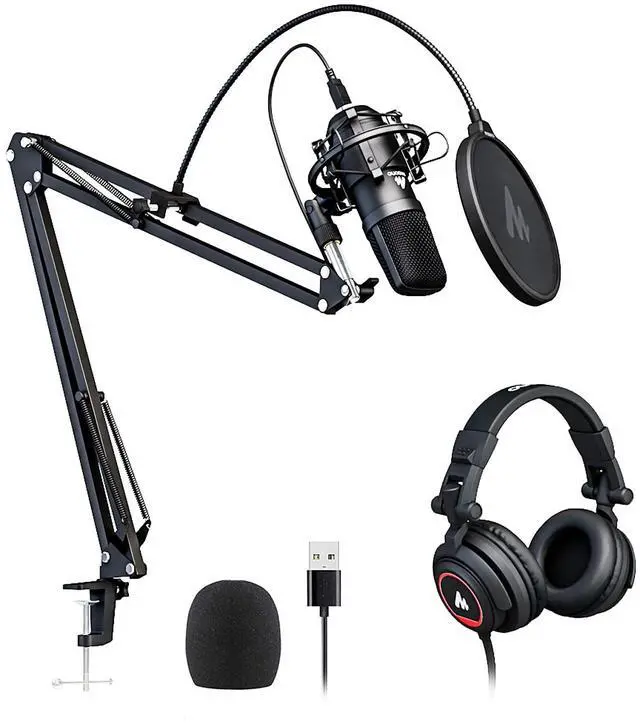 Main image of Microphone with Studio Headphone Set 192kHz/24bit Vocal Condenser Cardioid Podcast Mic Compatible with Mac and Windows, YouTube, Gaming, Live Streaming, Voice-Over (AU-A04H)