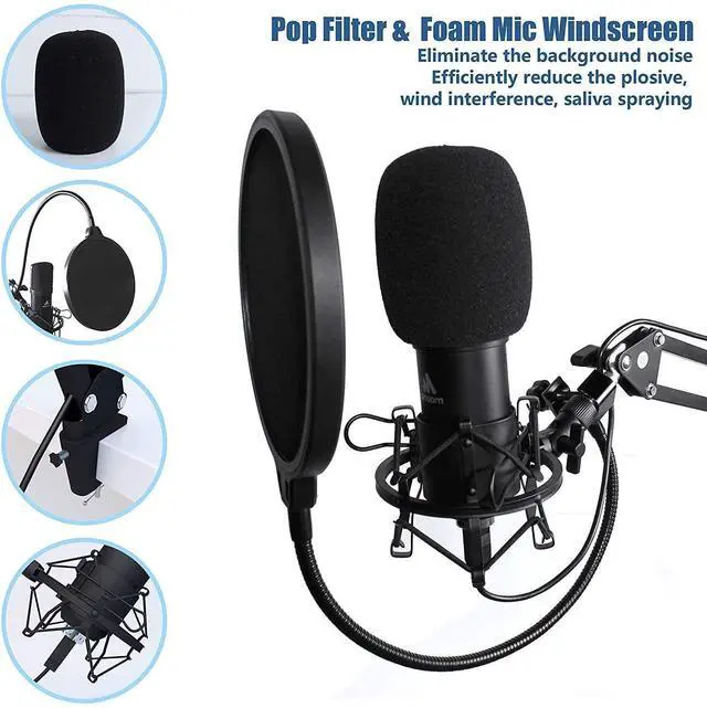 Alt view image 5 of 7 - Microphone with Studio Headphone Set 192kHz/24bit Vocal Condenser Cardioid Podcast Mic Compatible with Mac and Windows, YouTube, Gaming, Live Streaming, Voice-Over (AU-A04H)