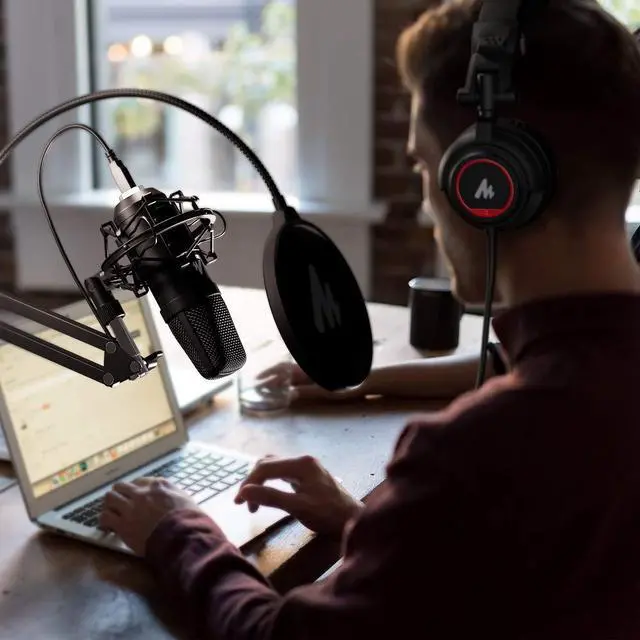 Alt view image 7 of 7 - Microphone with Studio Headphone Set 192kHz/24bit Vocal Condenser Cardioid Podcast Mic Compatible with Mac and Windows, YouTube, Gaming, Live Streaming, Voice-Over (AU-A04H)