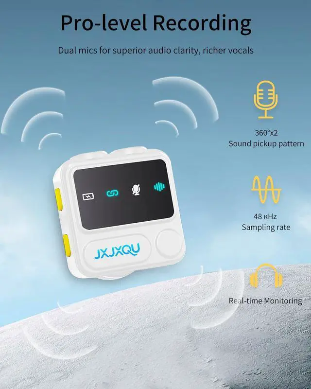 Alt view image 7 of 7 - Wireless Microphone for iPhone Mini Lav Mic with Smart Noise Reduction, Reverb Effect, 30H Battery Life, Suitable for Podcast, Vlogging, Streaming - Ideal for Content Creators and Streamers