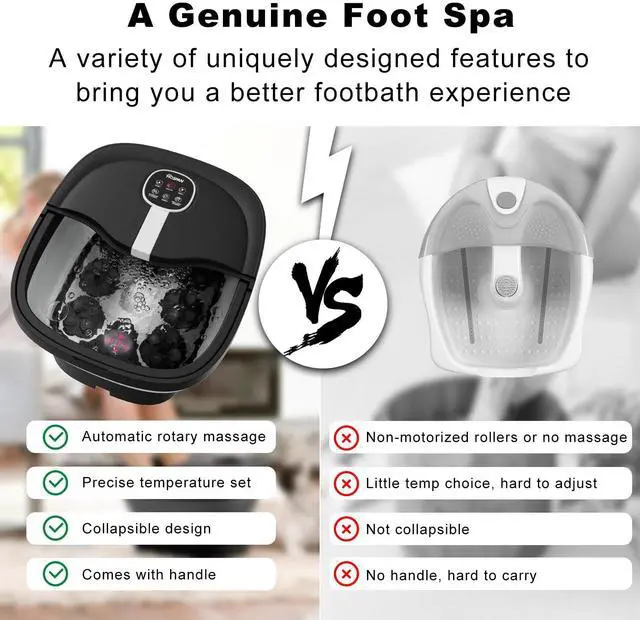 Alt view image 2 of 7 - Collapsible Foot Spa Electric Rotary Massage, Foot Bath with Heat, Bubble, Remote, and 24 Motorized Shiatsu Massage Balls. Pedicure Foot Spa for Feet Stress Relief - FS02A