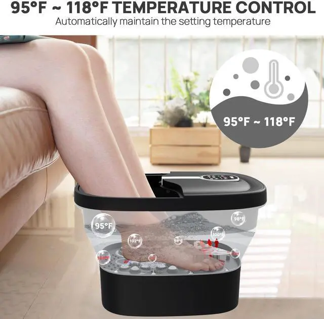 Alt view image 4 of 7 - Collapsible Foot Spa Electric Rotary Massage, Foot Bath with Heat, Bubble, Remote, and 24 Motorized Shiatsu Massage Balls. Pedicure Foot Spa for Feet Stress Relief - FS02A