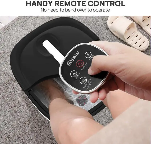 Alt view image 7 of 7 - Collapsible Foot Spa Electric Rotary Massage, Foot Bath with Heat, Bubble, Remote, and 24 Motorized Shiatsu Massage Balls. Pedicure Foot Spa for Feet Stress Relief - FS02A