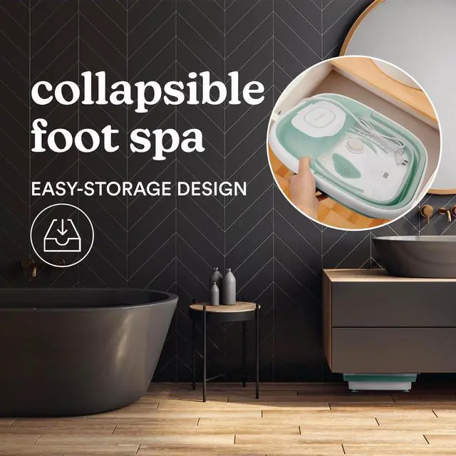 Alt view image 2 of 7 - Smart Space Elite Footbath with Heat Boost, Collapsible, Invigorating Bubble Massage, 3 Pedicure Attachments, Safe to Use Bath Salts, Patented Safety-Lock System, Ergonomic