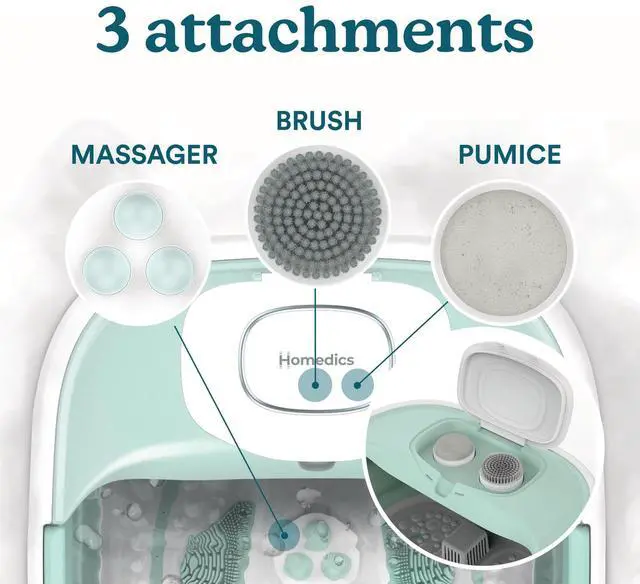Alt view image 3 of 7 - Smart Space Elite Footbath with Heat Boost, Collapsible, Invigorating Bubble Massage, 3 Pedicure Attachments, Safe to Use Bath Salts, Patented Safety-Lock System, Ergonomic