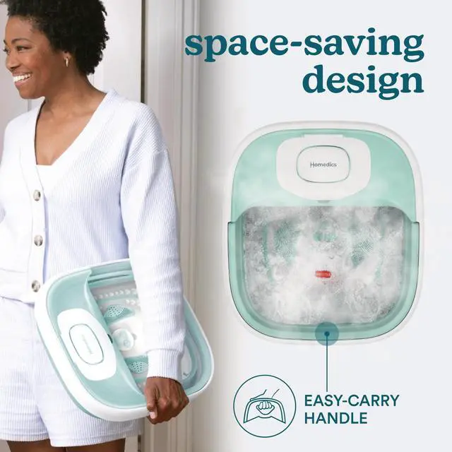 Alt view image 5 of 7 - Smart Space Elite Footbath with Heat Boost, Collapsible, Invigorating Bubble Massage, 3 Pedicure Attachments, Safe to Use Bath Salts, Patented Safety-Lock System, Ergonomic