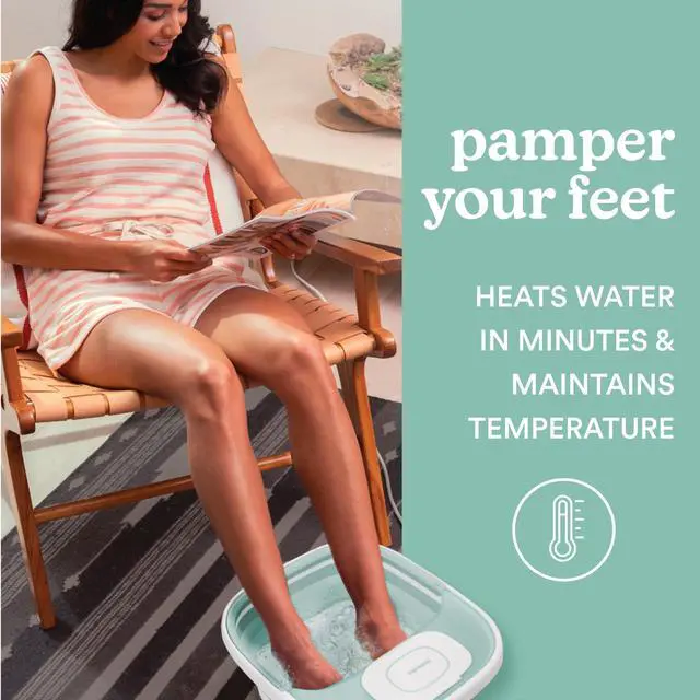 Alt view image 7 of 7 - Smart Space Elite Footbath with Heat Boost, Collapsible, Invigorating Bubble Massage, 3 Pedicure Attachments, Safe to Use Bath Salts, Patented Safety-Lock System, Ergonomic