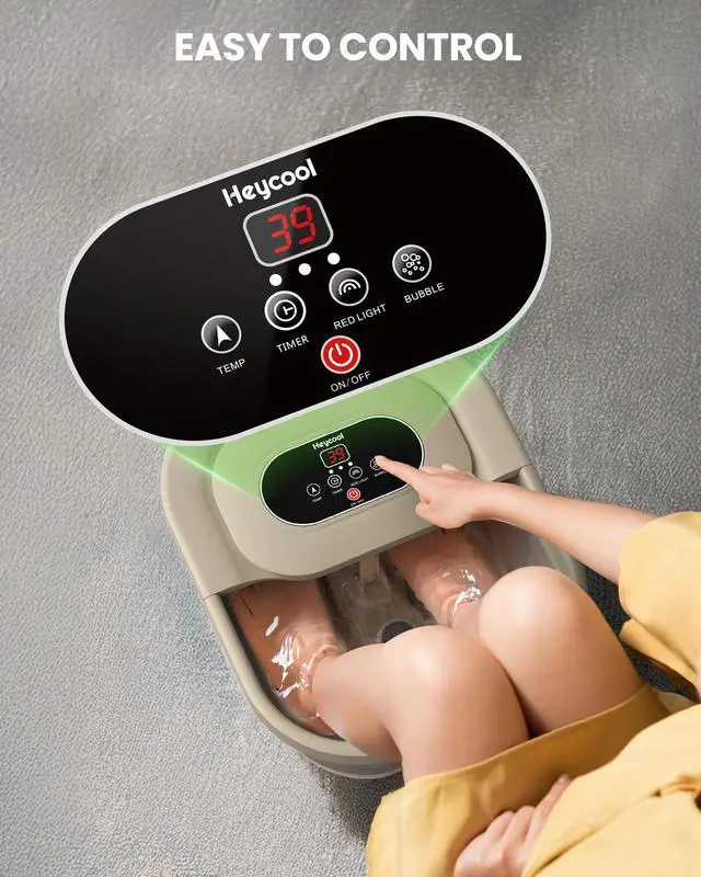 Alt view image 5 of 7 - Collapsible Foot Spa with Heat, Bubble, Temperature Control, Foot Spa Bath Massager with 8 Massage Rollers, Pumice Stone, Pedicure Foot Bath for Relaxation,Stress Relief