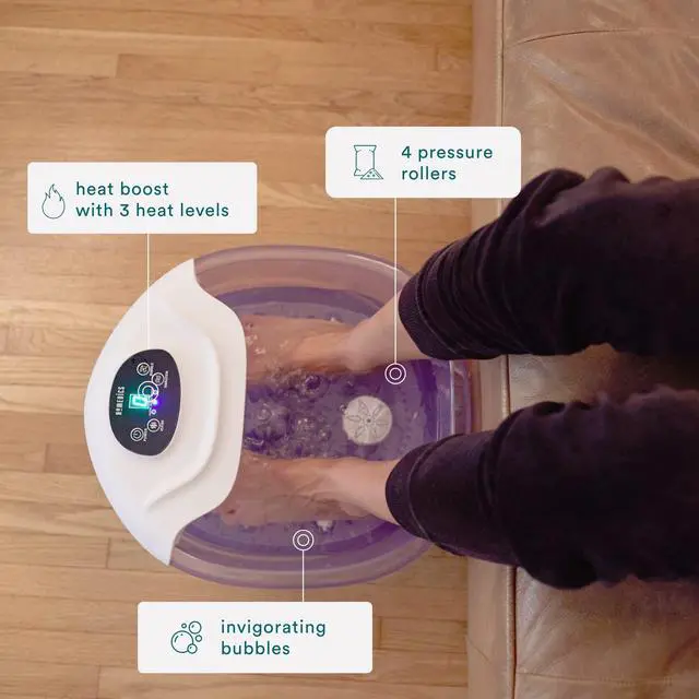 Alt view image 2 of 6 - Salt-N-Soak Footbath with Heat Boost and Soaking Salt Starter Kit, 4 Soothing Massage Rollers, Toe-Touch Controls, Splash Guard, Bubble, Vibration Massage, Bath Salt Dispenser, LED Display