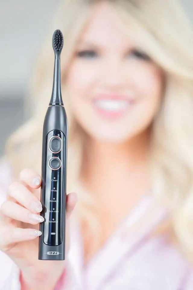 Alt view image 4 of 7 - Sonic Electric Toothbrush | Ultra Soft Tapered Bristles | 60-Day Rechargeable Battery | 42,000 Vibrations/Min | for Adults, Sensitive Teeth, Receding Gum Disease, Whitening, Braces, Travel