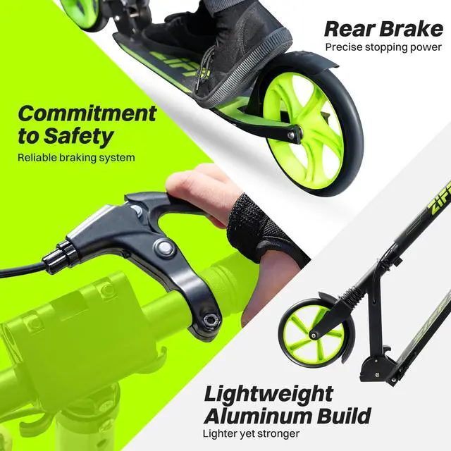 Alt view image 2 of 7 - Scooterwith Hand Brake, Foldable Kick Scooter, Lightweight Scooter for Boys with 4 Adjustable Heights, ABEC9 Bearings, Supports Up to 260 lbs