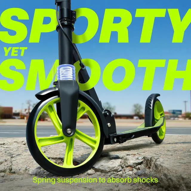 Alt view image 3 of 7 - Scooterwith Hand Brake, Foldable Kick Scooter, Lightweight Scooter for Boys with 4 Adjustable Heights, ABEC9 Bearings, Supports Up to 260 lbs