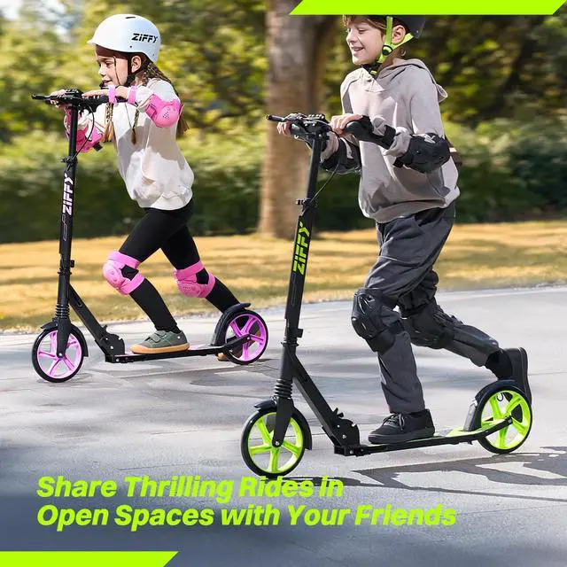 Alt view image 6 of 7 - Scooterwith Hand Brake, Foldable Kick Scooter, Lightweight Scooter for Boys with 4 Adjustable Heights, ABEC9 Bearings, Supports Up to 260 lbs