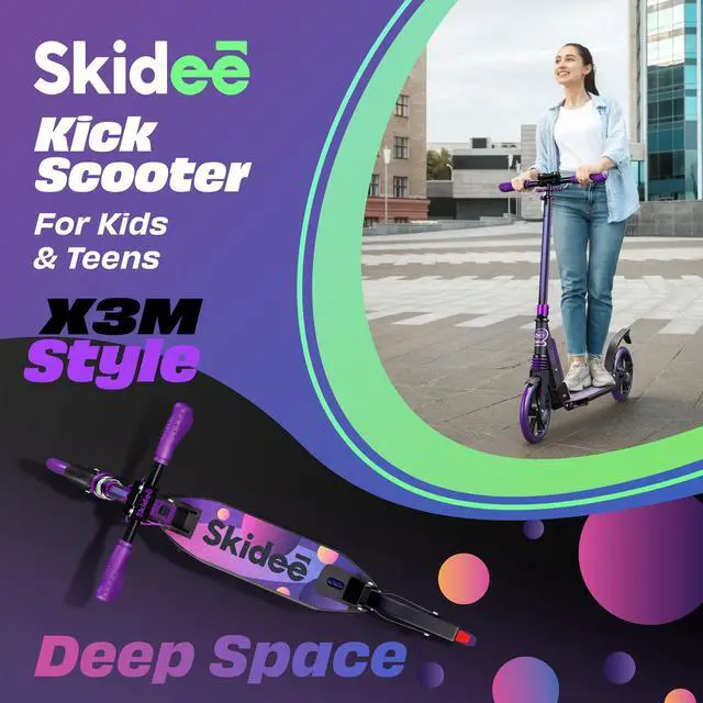 Alt view image 3 of 6 - Kick Scooters  - Adjustable Height Up to 41", Foldable, 8" Shock-Absorbing Wheels, 220LBS Capacity - Ultra Smooth Kick Scooter for Adults, Teens Lightweight & Portable