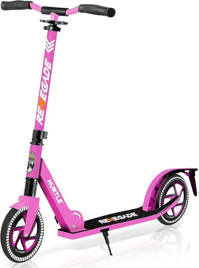 Main image of Kick Scooter  2-Wheel Folding Scooter with Adjustable T-Bar Handlebar, Anti-Slip Alloy Deck & 8 Smooth-Gliding Wheels, Pink