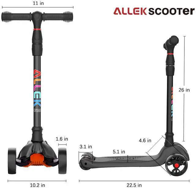 Alt view image 6 of 7 - Kick Scooter B02, Lean 'N Glide Scooter with Extra Wide PU Light-Up Wheels and 4 Adjustable Heights(Black)
