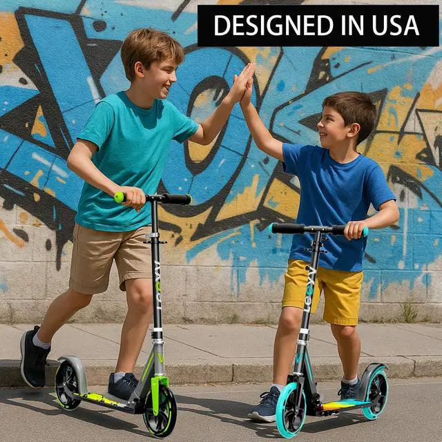 Alt view image 6 of 7 - Scooter Adults, Foldable Scooter with Big Wheels, Adjustable Height, Aluminium Frame, Holds Up to 240 LBS