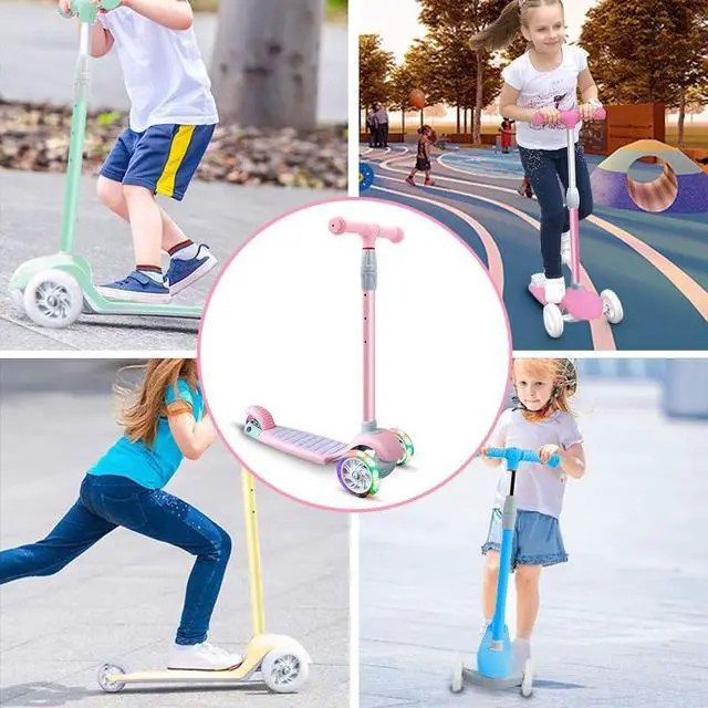 Alt view image 2 of 7 - Scooters Scooter 3 Wheel, Toddler Scooter with Lean-to-Steer System and 4 Height-Adjustable Handlebar (Pink)