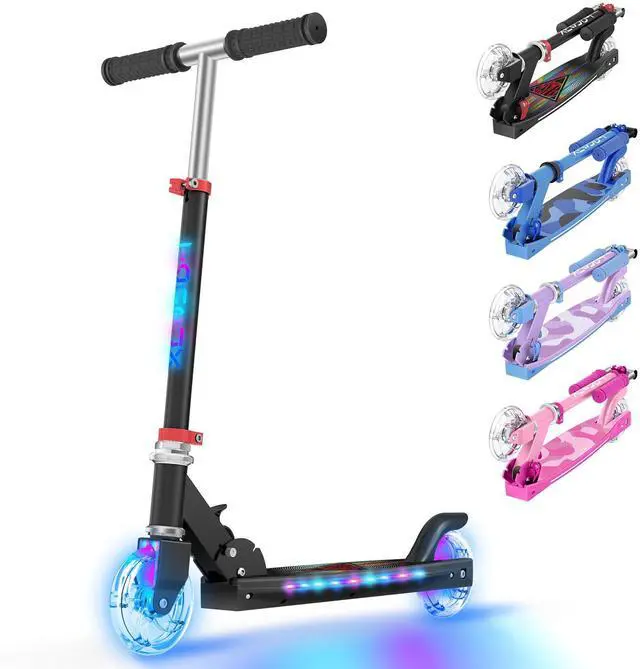 Main image of Scooters Scooter with Cool Light Up Stem, Wheels, and Deck, 4 Level Adjustable Height Kick Scooter, Foldable and Lightweight Scooter , Black